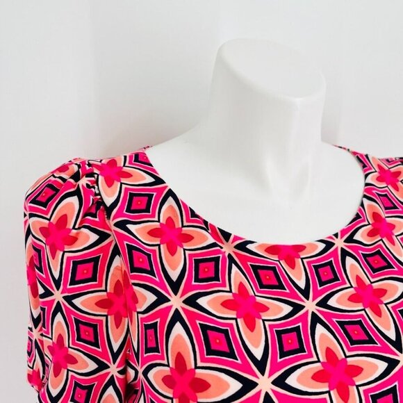 Eliza J Women's Geometric Sheath Dress Size 16 Knee Length Half Sleeve Pink - Picture 3 of 13